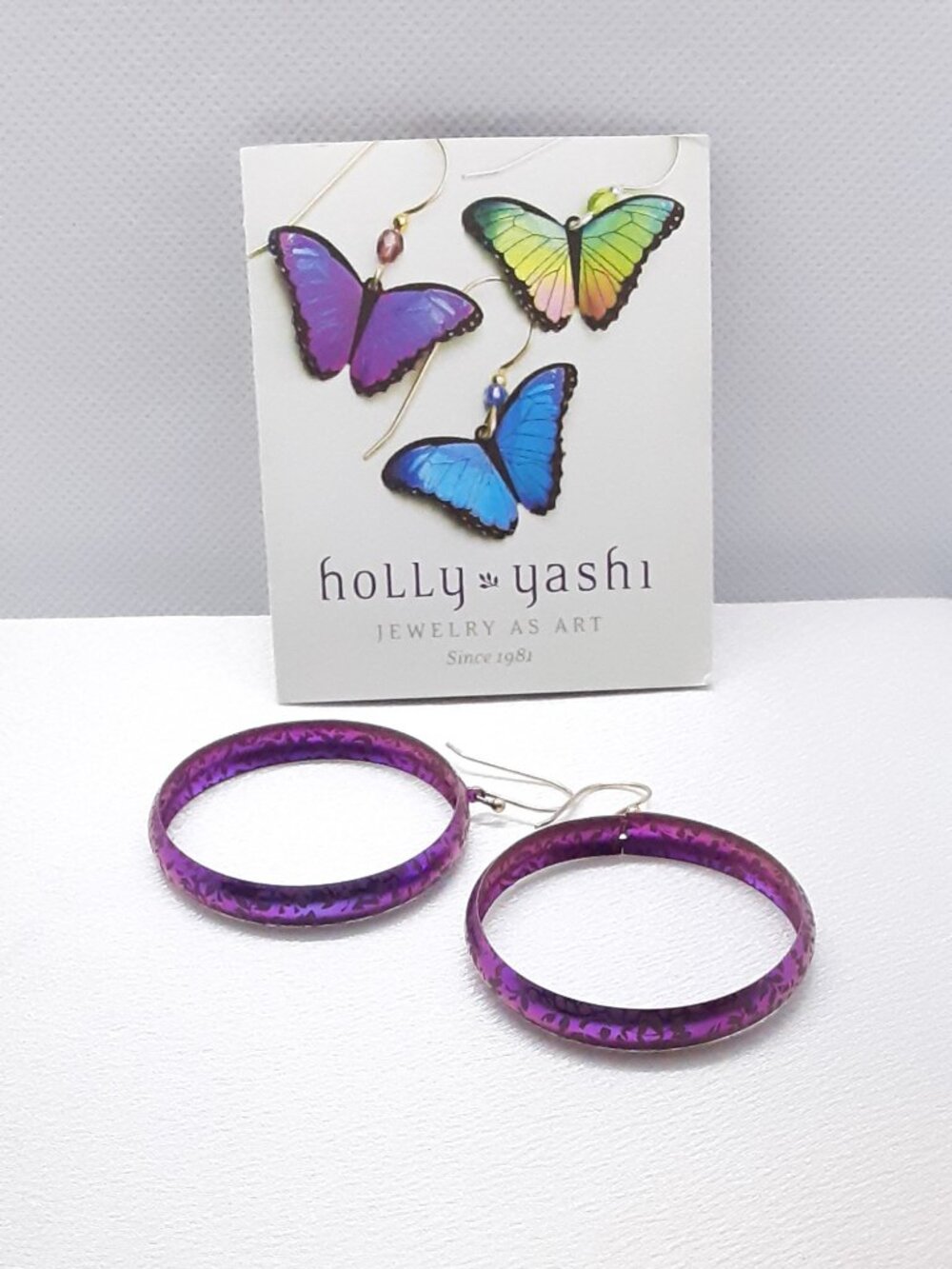 NEW Holly Yashi Purple Nobium Hoop Earrings - Picture 6 of 7